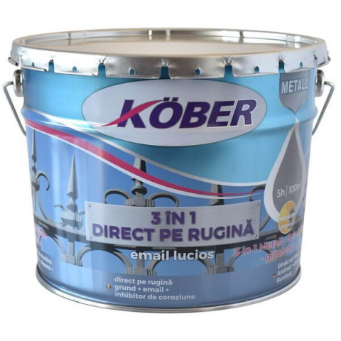 Amenajari pentru interior - Email 3 in 1 pentru metal, 10l, Kober, Gri antracit RAL7016