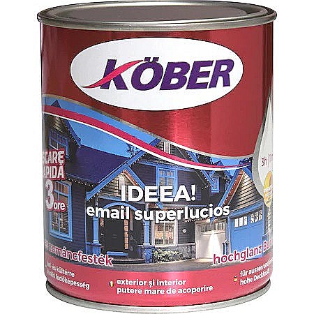 Vopsea alchidica - EMAIL SUPER LUCIOS IDEEA, GALBEN SULF, 0.75 L, KOBER