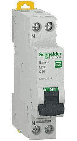 Electrice - INTRERUPATOR AUTOMAT, 16A, 1P+N, EZ9D32616, SCHNEIDER