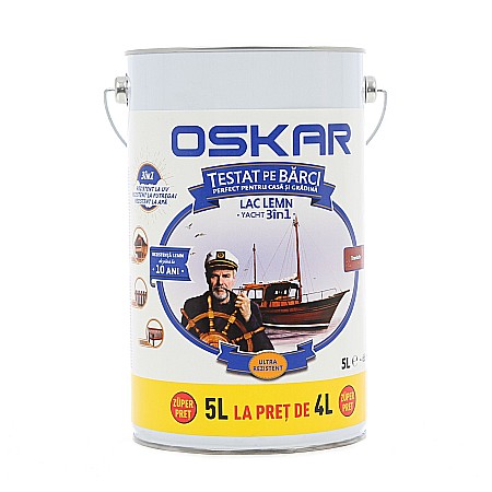 Lac pentru lemn - LAC PENTRU LEMN. INTERIOR / EXTEROR, YACHT, TRANDAFIR, 5L, OSKAR