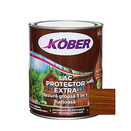 Amenajari pentru interior - LAC PROTECTOR PENTRU LEMN, LAZUR EXTRA, NUC MEDIU, 0.75L, KOBER