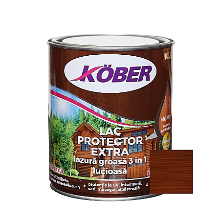 Lac pentru lemn - LAC PROTECTOR PENTRU LEMN, LAZUR EXTRA, PALISANDRU, 0.75L, KOBER