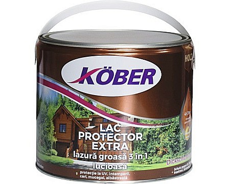 Lac pentru lemn - LAC PROTECTOR PENTRU LEMN, LAZUR EXTRA, TEAK, 2.5L, KOBER