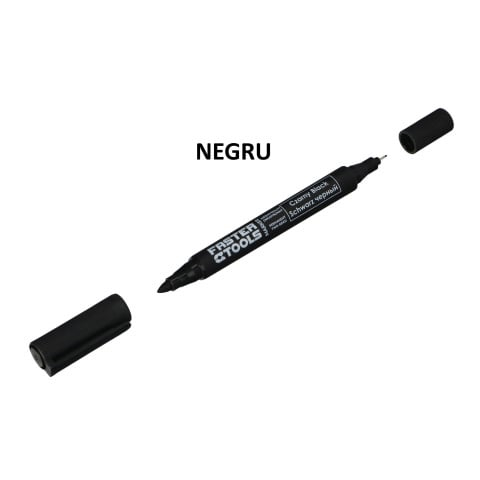 Scule si unelte - Marker permanent subtire cu 2 varfuri, negru, MGC