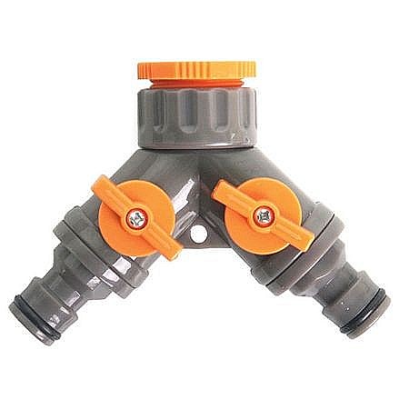 Scule si accesorii pentru gradinarit - MUFA CONECTOR FURTUN, 2 CAI CU STOP, 1/2"-3/4", TOP GARDEN