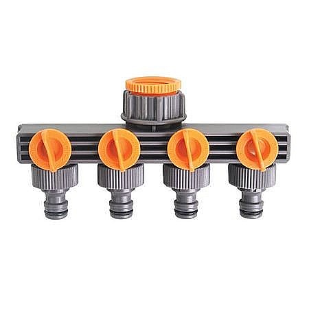 Scule si accesorii pentru gradinarit - MUFA CONECTOR FURTUN, 4 CAI CU STOP, 1/2"-3/4", TOP GARDEN