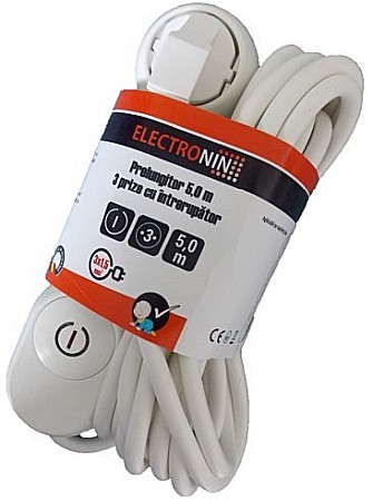 Electrice - PRELUNGITOR, AG3115A05, ALB-GRI 3 PRIZE 5M 3X1.5 CU INTRERUPATOR, ELECTRONIN