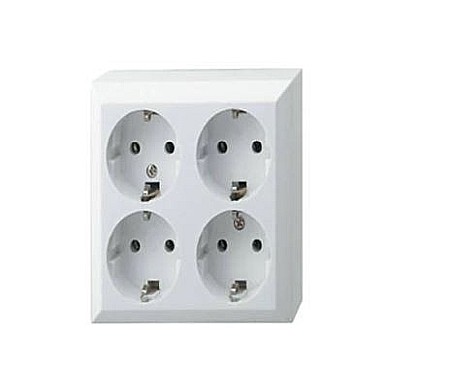 Electrice - PRIZĂ DE REŢEA NOVA, CU ÎMPĂMÂNTARE, 4 LOCURI, IP20, 0329H, SOMOGYI
