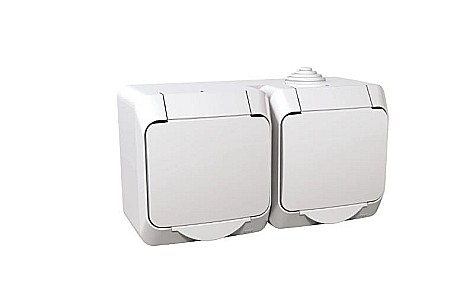 Electrice - PRIZA DUBLA, WDE000523, CEDAR PLUS, MONTAJ APLICAT, IP44, ALB, SCHNEIDER