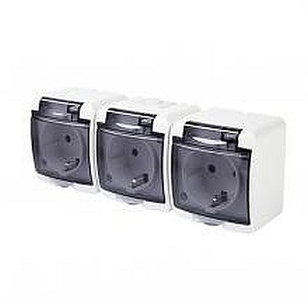 Electrice - PRIZA MONTAJ AQUASTAR, 22131, APARENT HOME AQUASTAR, CAPAC TRANSP, IP44, 3 LOCURI