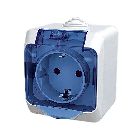 Electrice - PRIZA SIMPLA CEDAR PLUS, WDE000543, APARENTA, CU CAPAC, CONTACT DE PROTECTIE, ALBA, SCHNEIDER ELECTRIC