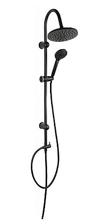 Obiecte sanitare - SET BARA DUS, NP21-BC, CU SUPORT CULISANT, DUS FIX SI PARA DUS MOBILA, RONDO, NEGRU, FERRO