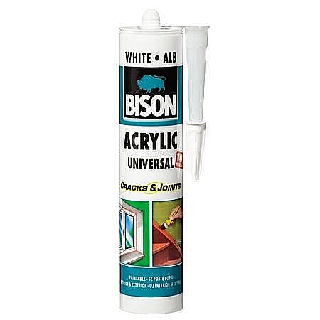 Silicon montaj si sigilant - SILICON ACRYL, ALB, 300ML, BISON