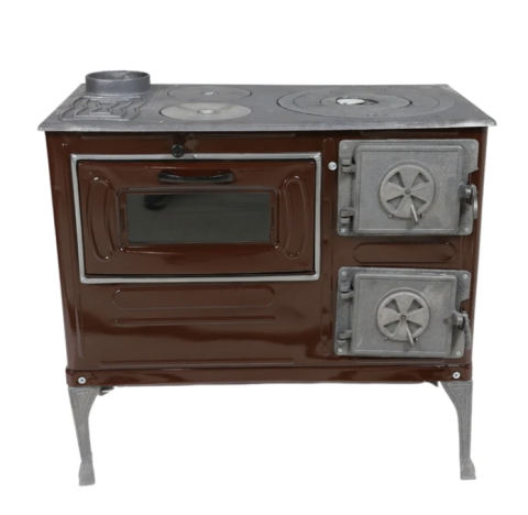 Sobe si seminee - Soba de Gatit cu Plită și Cuptor, Fantazia, Maro, 6 kW, Fontă și oțel emailat