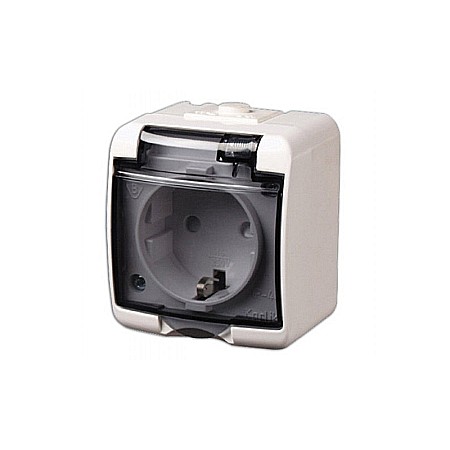 Prize - PRIZA MONTAJ CU CAPAC FUMURIU TRANSPARENT,  APARENT HOME AQUASTAR, ALB, 1 LOCAS, IP 44, 22111, SOMOGYI ELEKTRONIC