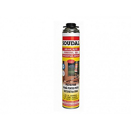 Adezivi pentru mocheta si PVC - SPUMA PISTOL PENTRU USI SI FERESTRE, YELLOW, 750ML, SOUDAL