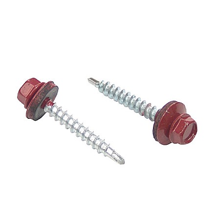 Sisteme de prindere si asamblare - SURUB AUTOFORANT, CAP HEXAGONAL,  4.8 X 19 MM, ROSU