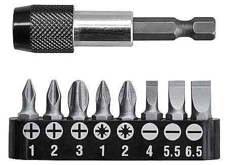 Scule si unelte - TACSD3091, SET 8 BITI CU PRELUNGITOR, TOTAL