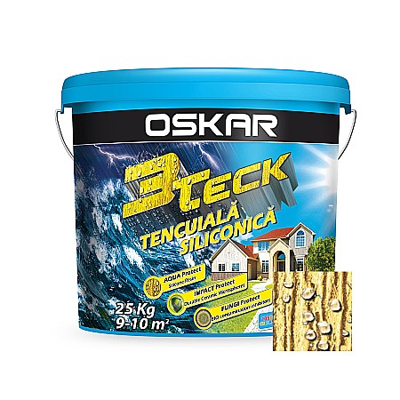 Amenajari pentru exterior - TENCUIALA DECORATIVA SILICONICA, 3TECK, SCOARTA DE COPAC, VANILIE, 25KG, OSKAR
