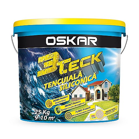 Amenajari interior si exterior - TENCUIALA DECORATIVA SILICONICA 3TECK, STRUCTURATA, ALB, EXTERIOR, 25 KG, OSKAR
