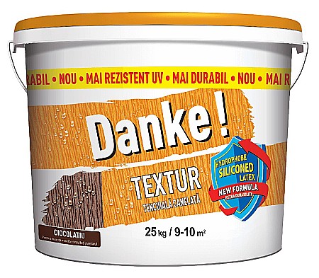 Amenajari pentru exterior - TENCUIALA DECORATIVA TEXTUR, ASPECT STRUCTURAT, CIOCOLATIU, INTERIOR/EXTERIOR, 25 KG, DANKE