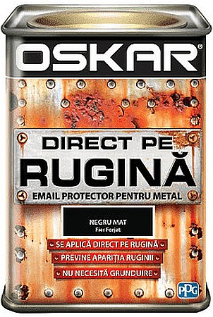 Amenajari pentru exterior - VOPSEA ALCHIDICA 3IN1, DIRECT PE RUGINA, 0.5L ,NEGRU MAT FORJAT, OSKAR