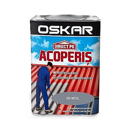 Acoperis - VOPSEA ALCHIDICA, DIRECT PE ACOPERIS, EXTERIOR, GRI METAL, 0.75L, OSKAR