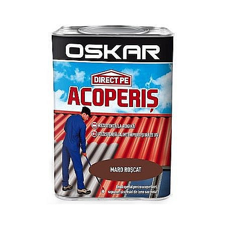 Vopsele pentru exterior - VOPSEA ALCHIDICA, DIRECT PE ACOPERIS, EXTERIOR, MARO ROSCAT, 0.75L, OSKAR