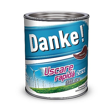 Vopsele pentru exterior - VOPSEA ALCHIDICA PENTRU LEMN / METAL, EXTERIOR, ROSU OXID, 0.75L, DANKE