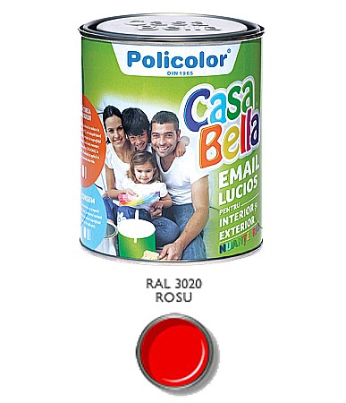 Vopsele pentru lemn si metal - VOPSEA ALCHIDICA PENTRU LEMN / METAL, INTERIOR / EXTERIOR, ROSU RAL3020, 0.75L, CASABELLA