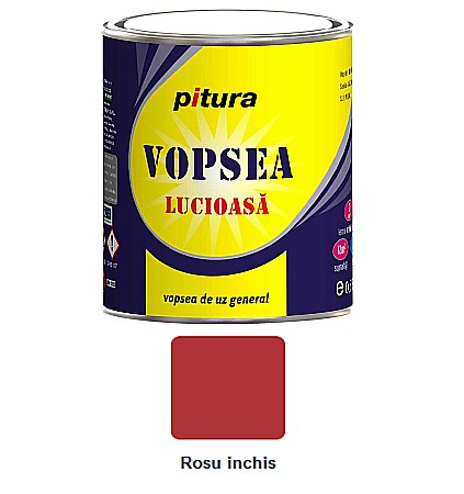 Vopsele pentru lemn si metal - VOPSEA ALCHIDICA PENTRU LEMN / METAL, INTERIOR / EXTERIOR, ROSU INCHIS, 0.6L, PITURA