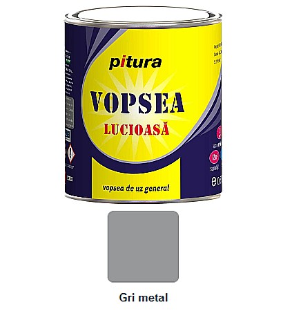 Vopsele pentru lemn si metal - VOPSEA ALCHIDICA PENTRU LEMN / METAL, INTERIOR / EXTERIOR, GRI METAL, 0.6L, PITURA