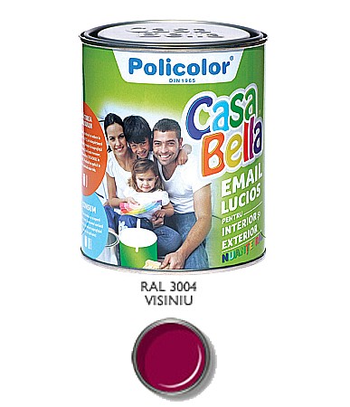 Vopsele pentru lemn si metal - VOPSEA ALCHIDICA PENTRU LEMN / METAL, INTERIOR / EXTERIOR, VISINIU RAL3004, 0.75L, CASABELLA