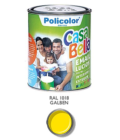 Amenajari pentru interior - VOPSEA ALCHIDICA PENTRU LEMN / METAL, INTERIOR / EXTERIOR, GALBEN RAL1018, 2.5L, CASABELLA
