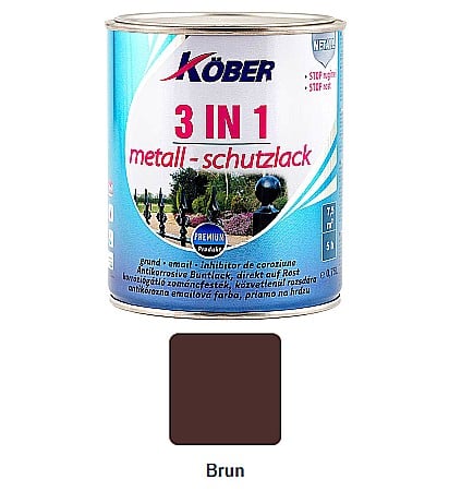Vopsele pe baza de solvent - VOPSEA ALCHIDICA PENTRU METAL, 3 IN 1, INTERIOR / EXTERIOR, BRUN RAL8017, 0.75L, KOBER