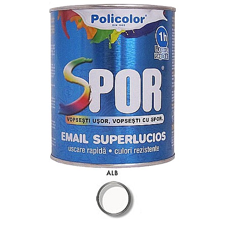 Vopsea superlucioasa - VOPSEA ALCHIDICA PENTRU METAL, INTERIOR / EXTERIOR, ALB, 0.75L, SPOR