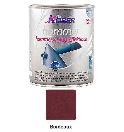exterior) - VOPSEA ALCHIDICA PENTRU METAL, INTERIOR / EXTERIOR, HAMMER, ROSU BORDEAUX, 0.75L, KOBER