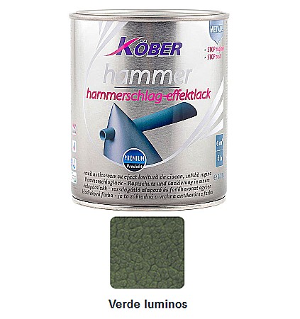 exterior) - VOPSEA ALCHIDICA PENTRU METAL, INTERIOR / EXTERIOR, HAMMER, VERDE LUMINOS, 0.75L, KOBER