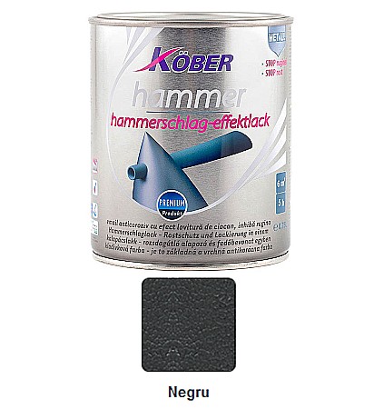 exterior) - VOPSEA ALCHIDICA PENTRU METAL, INTERIOR / EXTERIOR, HAMMER, NEGRU, 0.75L, KOBER