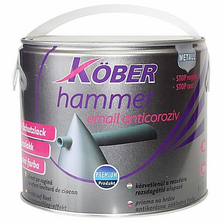 Vopsele pe baza de solvent (interior - VOPSEA ALCHIDICA PENTRU METAL, INTERIOR / EXTERIOR, HAMMER, ALBASTRU LUMINOS, 2.5L, KOBER