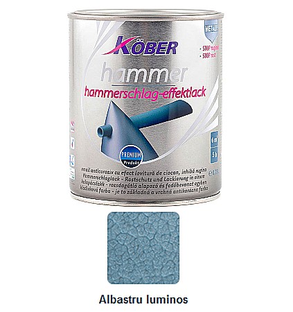exterior) - VOPSEA ALCHIDICA PENTRU METAL, INTERIOR / EXTERIOR, HAMMER, ALBASTRU LUMINOS, 0.75L, KOBER
