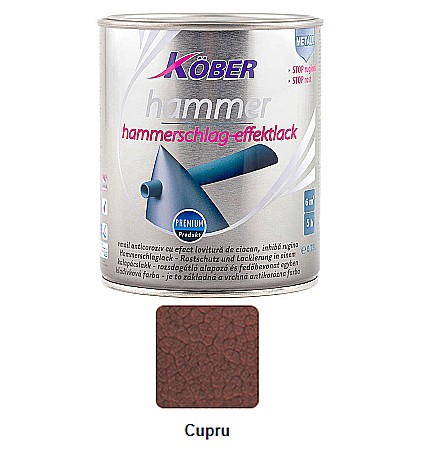 Vopsea alchidica - VOPSEA ALCHIDICA PENTRU METAL, INTERIOR / EXTERIOR, HAMMER, CUPRU, 0.75L, KOBER