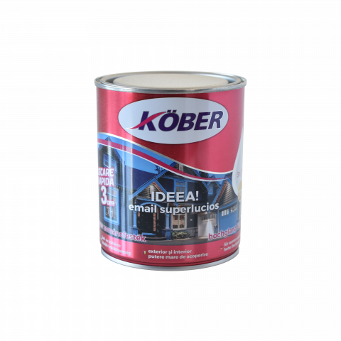 Vopsele, lacuri si amorse - VOPSEA EMAIL SUPERLUCIOS, INTERIOR / EXTERIOR, IDEEA, GRI METAL, 0.75 L, KOBER
