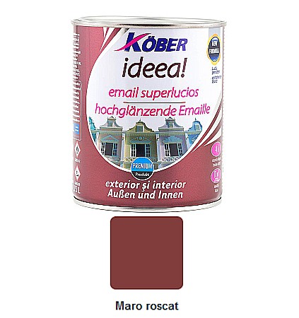 Vopsea superlucioasa - VOPSEA EMAIL SUPERLUCIOS, INTERIOR / EXTERIOR, IDEEA, MARO ROSCAT, 0.75L, KOBER