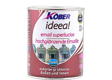 Vopsea superlucioasa - VOPSEA EMAIL SUPERLUCIOS, INTERIOR / EXTERIOR, IDEEA, ORANGE, 0.75L, KOBER