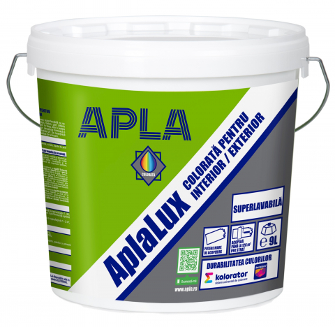 Vopsele pe baza de apa (interior - VOPSEA SUPERLAVABILA KOLORATA INT/EXT BAZA ACCENT, 9L, APLA LUX