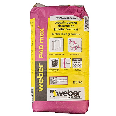 Materiale de constructii - WEBER P40 PRO MAX2 ADEZIV VATA MINERALA, 25KG