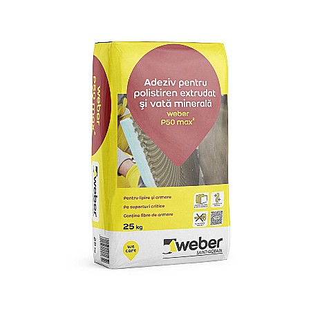 Termoizolatii - WEBER P50 ADEZIV POLISTIREN  EXTRUDAT SI VATA MINERALA  MAX2, 25KG