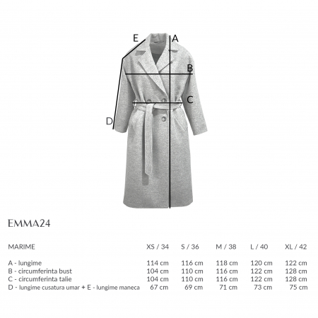 Palton elegant Emma24 - Femei, toamnă iarnă, model lung [6]