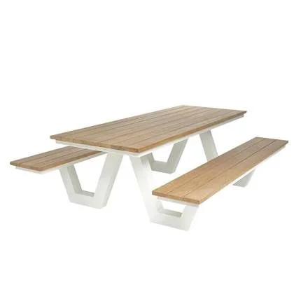 Masa cu bancute din lemn si structura metalica [3]